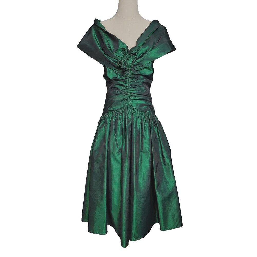 Emerald Jessica McClintock Gunne Sax S/M Vintage Midi Length Party Dress